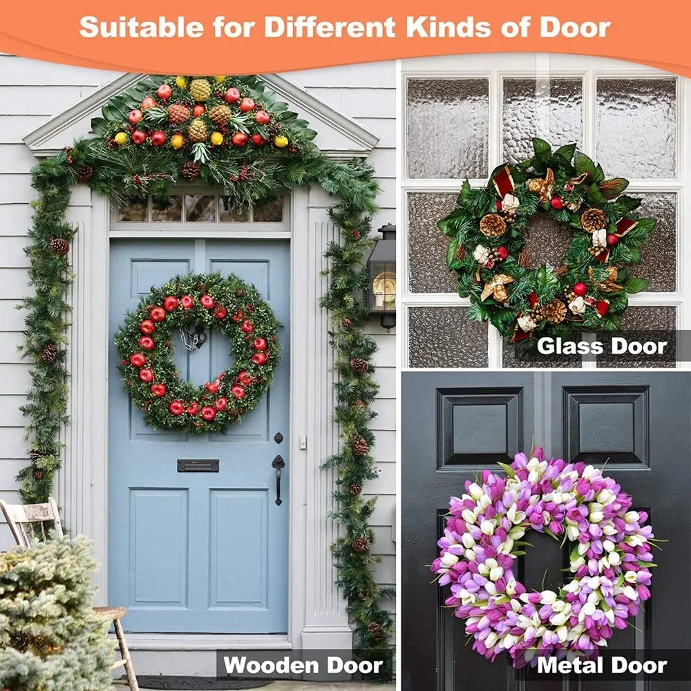 New 2pc pack 12" Clear Wreath-Hanger Non Scratch Over The Door Hooks - Picture 5 of 9